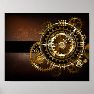 Affiche Steampunk clock with antique gears