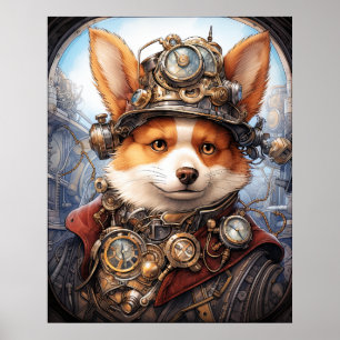 AFFICHE STEAMPUNK CORGI
