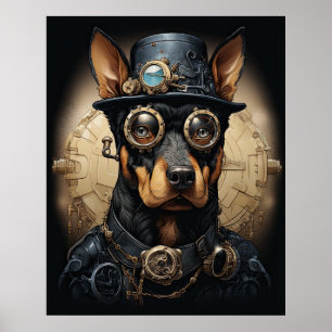 AFFICHE STEAMPUNK DOBERMAN