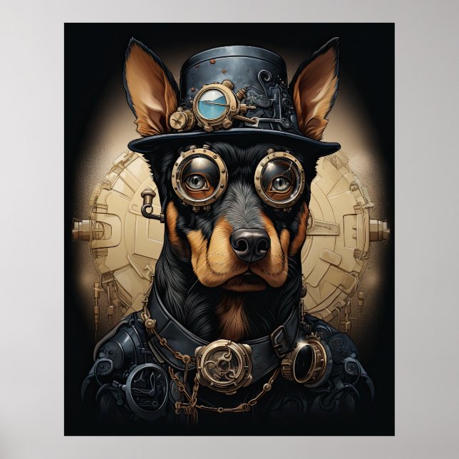 AFFICHE STEAMPUNK DOBERMAN (Devant)