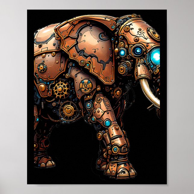 Affiche Steampunk Elephant Le Sticker Mécanique Cirque (Devant)