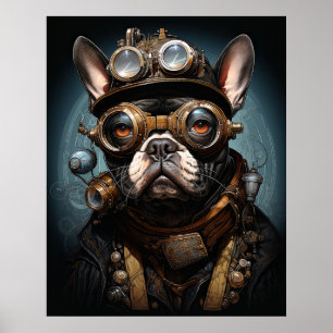 AFFICHE STEAMPUNK FRANÇAIS BULLDOG