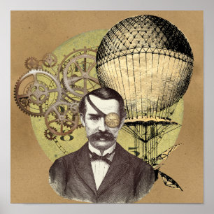 Affiche Steampunk Gentleman Collage