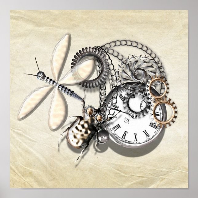 Affiche Steampunk Gère Insectes mécaniques (Devant)
