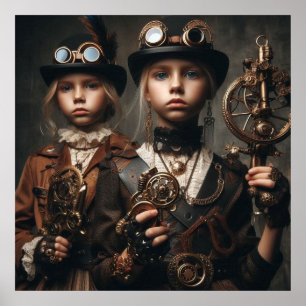 Affiche Steampunk Girls - Bicycle Club 05
