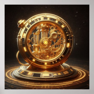 Affiche Steampunk, Machine à voyager dans le temps, Temps/