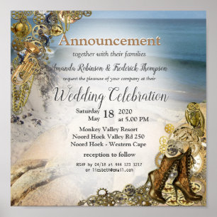 Affiche Steampunk Mariage en bord de mer Faire-part