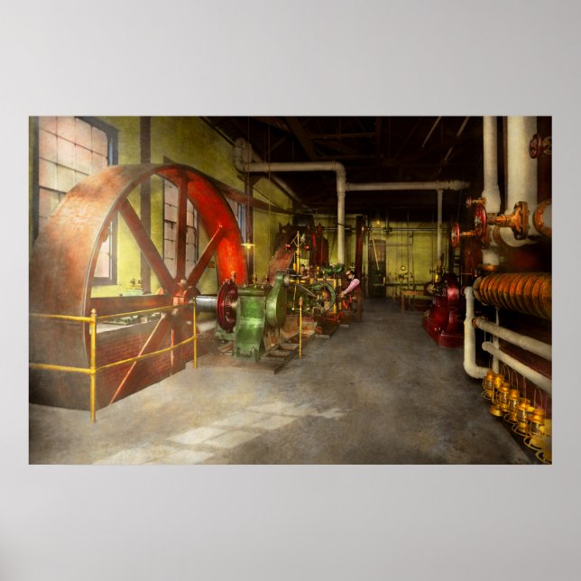Affiche Steampunk - Moteur - Centrale électrique 1905 (Devant)
