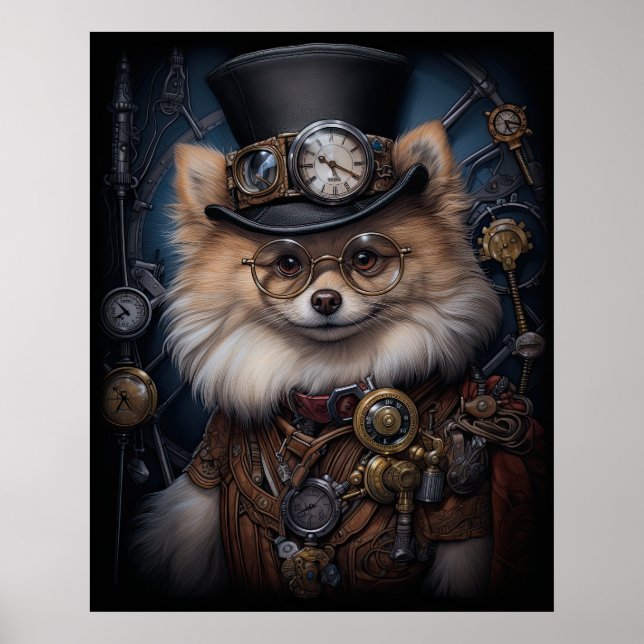 AFFICHE STEAMPUNK POMERANIAN (Devant)