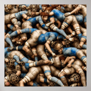 Affiche Steampunk Rugby - Rugby Painting Print