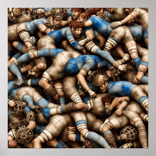 Affiche Steampunk Rugby - Rugby Painting Print (Devant)