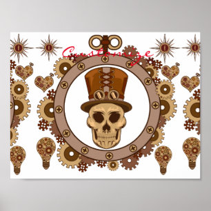 Affiche Steampunk Thème Top Hat Skull Thunder_Cove