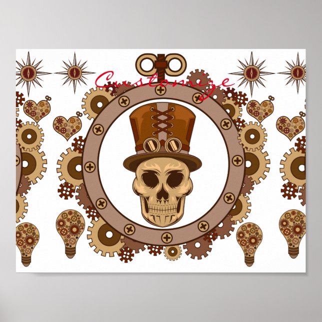 Affiche Steampunk Thème Top Hat Skull Thunder_Cove (Devant)