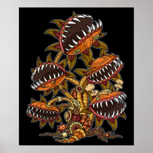 Affiche Steampunk Victorian Carnivore Plante Vénus Fly