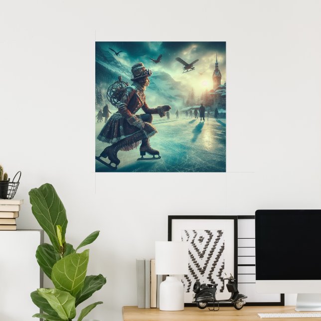 Affiche Steampunk Victorian Fantasy Winter Messenger (Bureau à domicile)