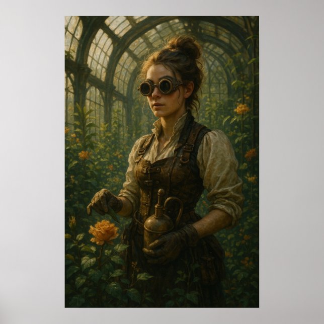 Affiche Steampunk Victorian Gardener Art (Devant)