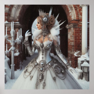 Affiche Steampunk Victorian Industrial Winter Ice Queen