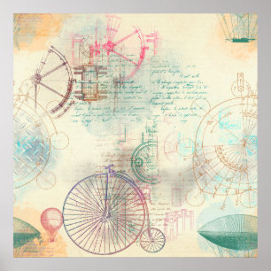 Affiche Steampunk victorien   Feminine Soft Pastel