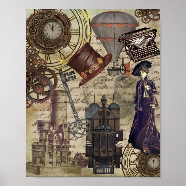 Affiche Steampunk Vintage Industrial Victorian Dystopia (Devant)