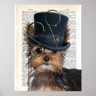 Affiche Steampunk Yorkie on Dictionary Page