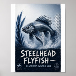 Affiche Steelhead Flyfish Deschutes Winter Run