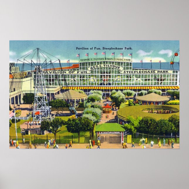 Affiche Steeplechase Park Vue du Pavillon de l'Amusement (Devant)