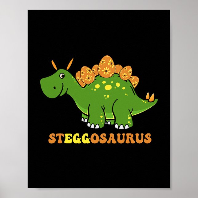 Affiche Steggosaurus Egg Dinosaur Joyeux jour de Pâques Tr (Devant)