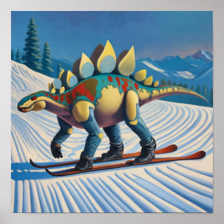 Affiche Stego-Slopes : Ski Stegosaurus Wall Art