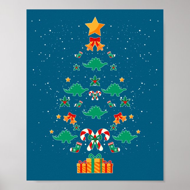 Affiche Stegosaurus Dinosaur Christmas Tree Xmas Long Slee (Devant)