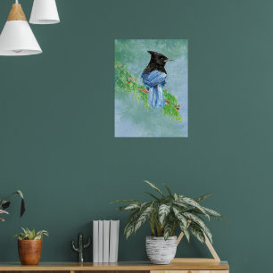 Affiche Stellar Jay Bird Farmhouse Rustique Country Art