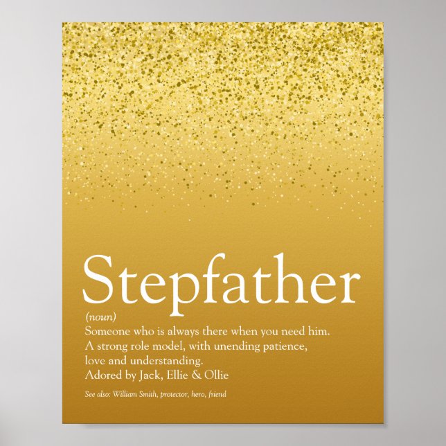 Affiche Stepfather, Stepdad Definition Gold Glitter (Devant)