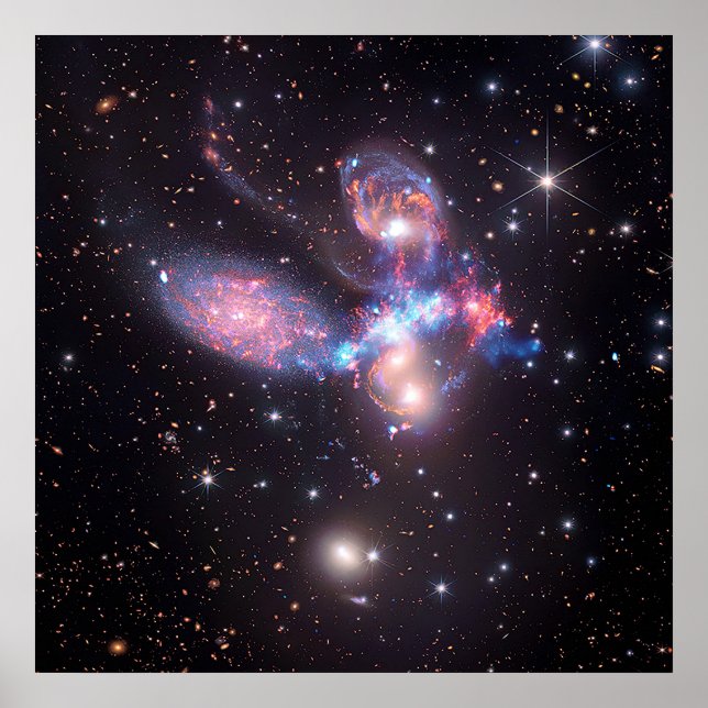 Affiche Stephan's Quintet Galaxies | Hubble & JWST (Devant)