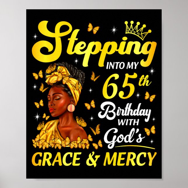 Affiche Stepng Into My 65th Birthday Christian Afro Women  (Devant)