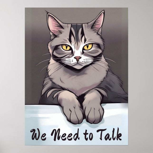 Affiche Stern Tabby Cat exige une discussion sérieuse (Devant)
