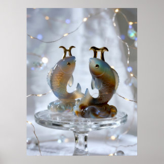 Affiche Sternzeichen Fische Glasskulpturen