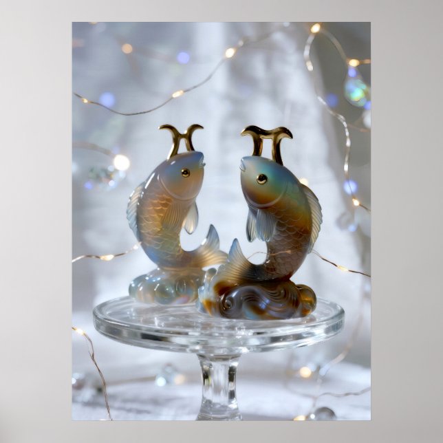 Affiche Sternzeichen Fische Glasskulpturen (Devant)