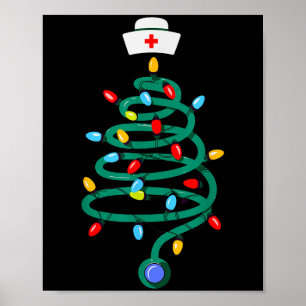 Affiche Stethoscope Arbre de Noël Docteur Infirmière