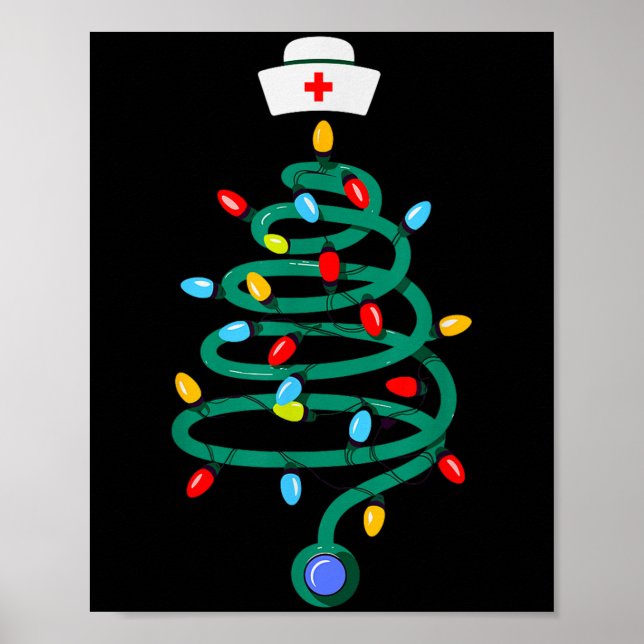 Affiche Stethoscope Arbre de Noël Docteur Infirmière (Devant)