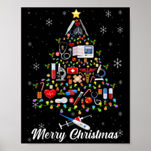 Affiche Stethoscope Arbre de Noël Infirmière Scrub Top