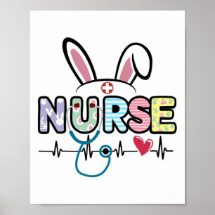 Affiche Stethoscope Bunny de Pâques battement de coeur inf
