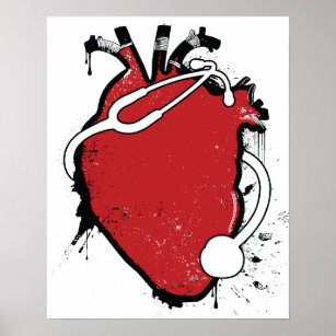 Affiche stéthoscope cardiaque anatomique