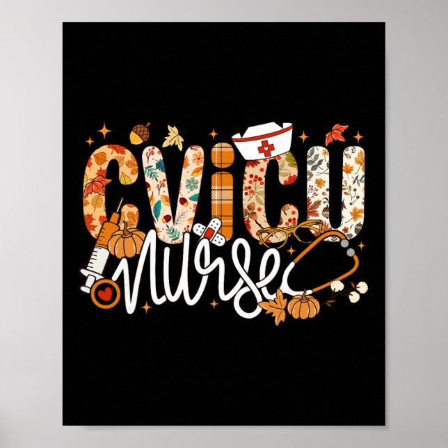 Affiche Stethoscope Cvicu Infirmière Automne Yall L'Automn (Devant)