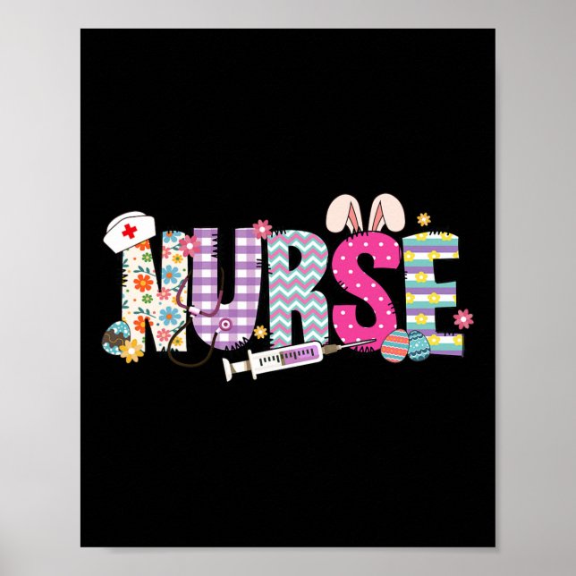 Affiche Stéthoscope de vie d'infirmière Infirmière Lapin d (Devant)