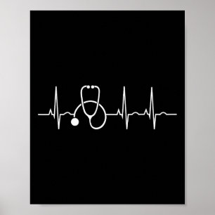 Affiche Stethoscope Heartbeat Ekg Infirmière Médicale Doct