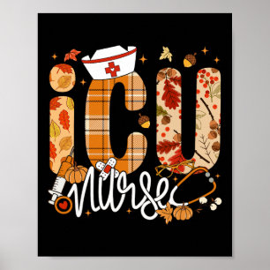 Affiche Stethoscope Icu Infirmière Automne Yall Feuilles d