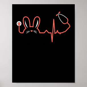 Affiche Stethoscope lapin de Pâques Infirmière Docteur Rab
