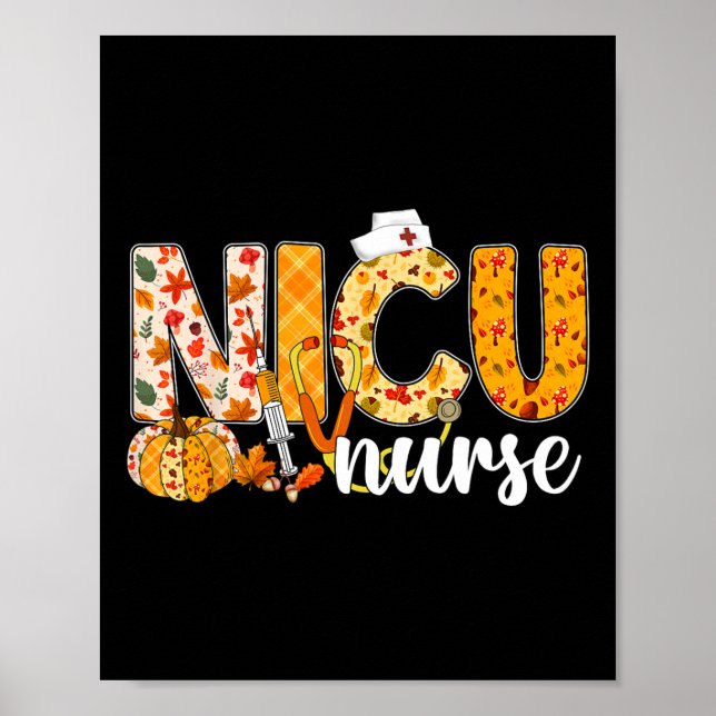 Affiche Stethoscope Nicu Infirmière Automne Yall Feuilles  (Devant)