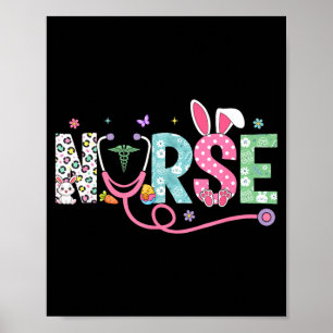 Affiche Stéthoscope oeuf oreilles de lapin infirmière Scru