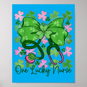 Affiche Stéthoscope Trèfle à Trois Feuilles Bow Une Chance