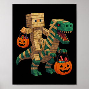 Affiche Steve à cheval sur un dinosaure momie T Rex Hallow
